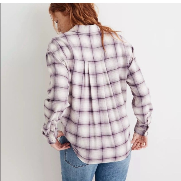 Madewell Purple Plaid Button Down Shirt. NWOT, Super cute, size M. - Picture 3 of 8